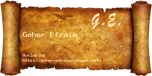 Geher Efraim névjegykártya